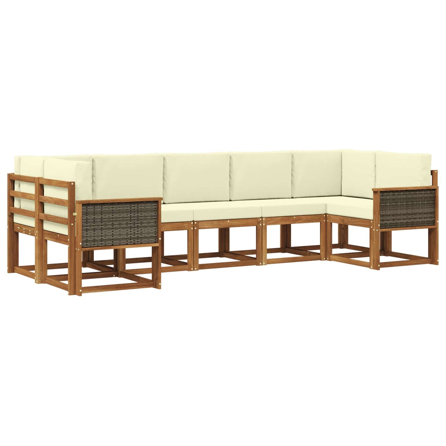 vidaXL Σειρά Καναπέ Εξωτερικού με μαξιλάρι 7 pcs Φυσικό και Κρέμα