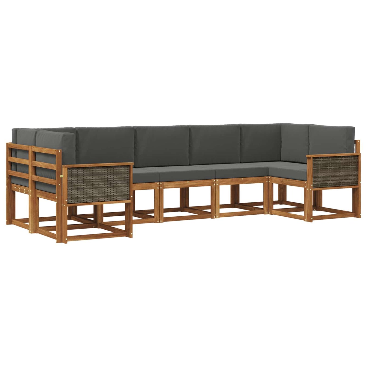 vidaXL Σειρά Καναπέ Εξωτερικού με μαξιλάρι 7 pcs Φυσικό και Ανθρακί