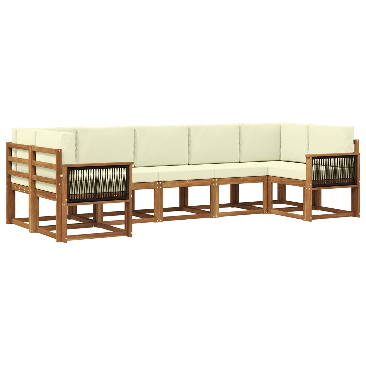 vidaXL Σειρά Καναπέ Εξωτερικού με μαξιλάρι 7 pcs Φυσικό και Κρέμα