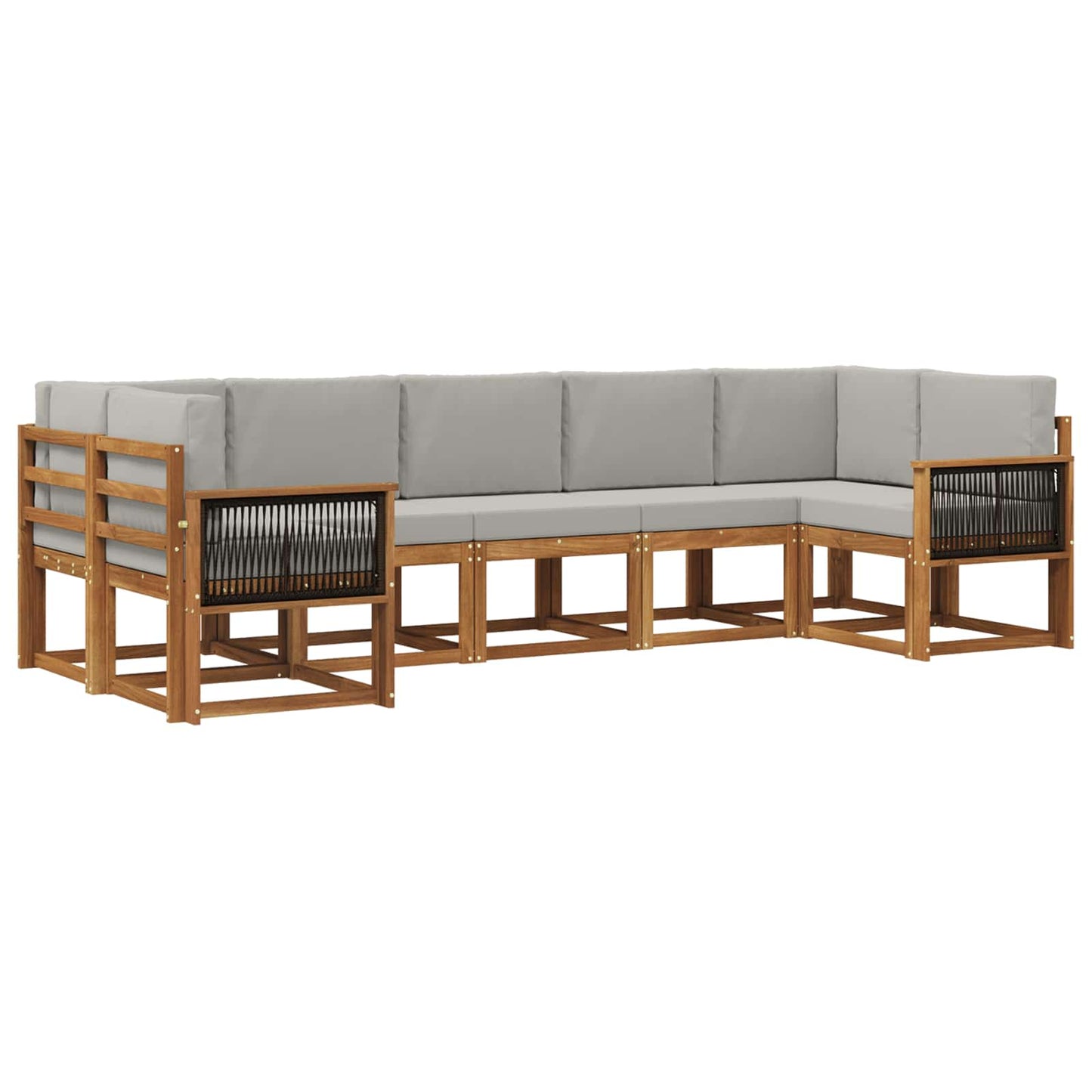 vidaXL Σειρά Καναπέ Εξωτερικού 7 pcs Φυσικό και Ανοιχτό Γκρι