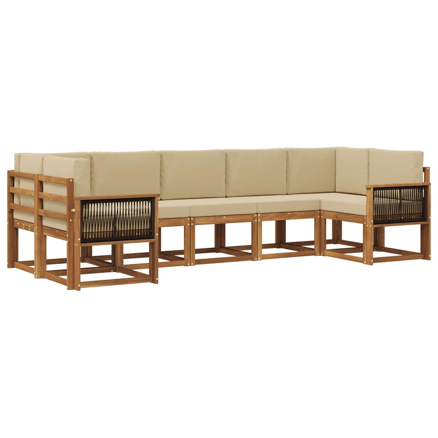 vidaXL Σειρά Καναπέ Εξωτερικού με μαξιλάρι 7 pcs Φυσικό και Μπεζ