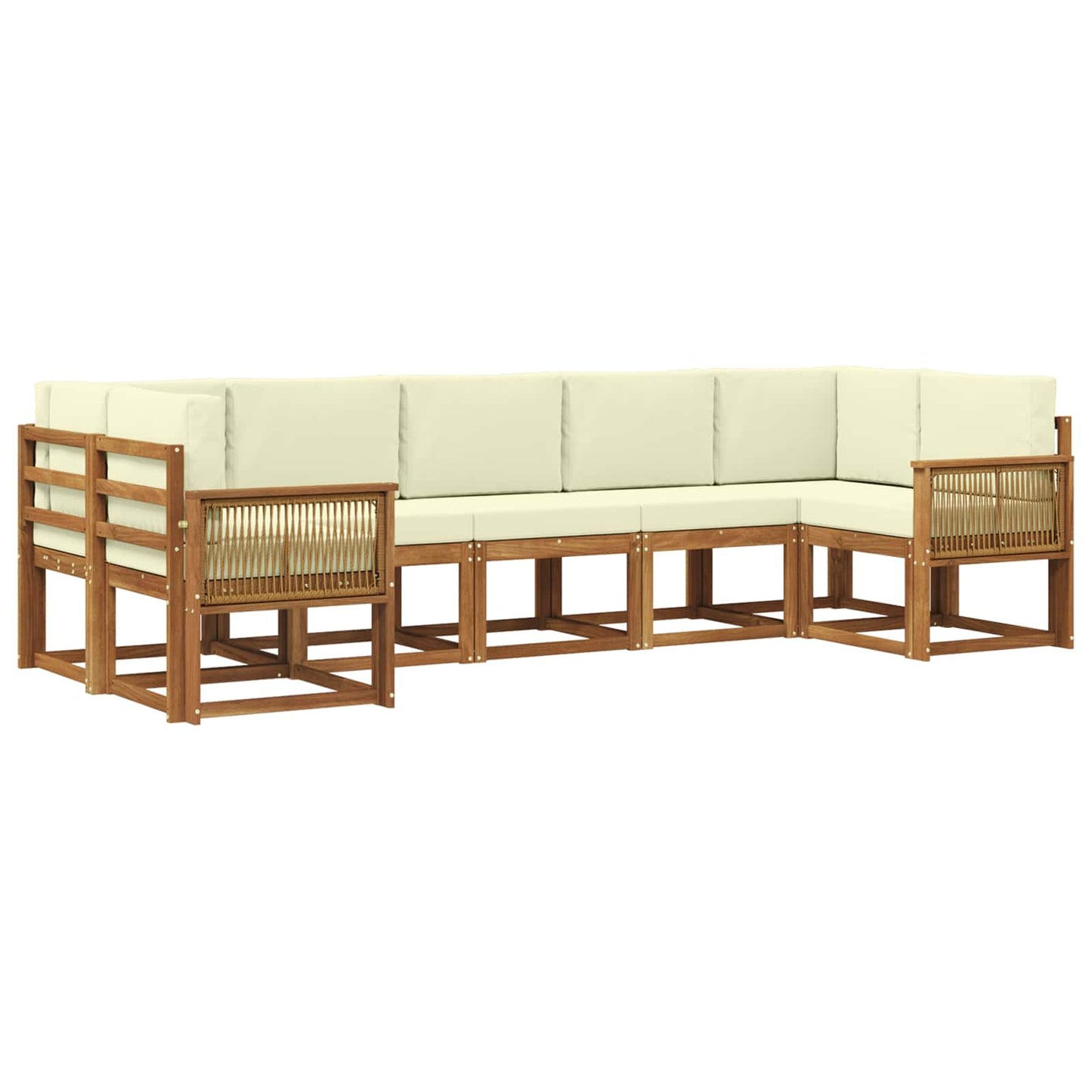 vidaXL Σειρά Καναπέ Εξωτερικού με μαξιλάρι 7 pcs Φυσικό και Κρέμα