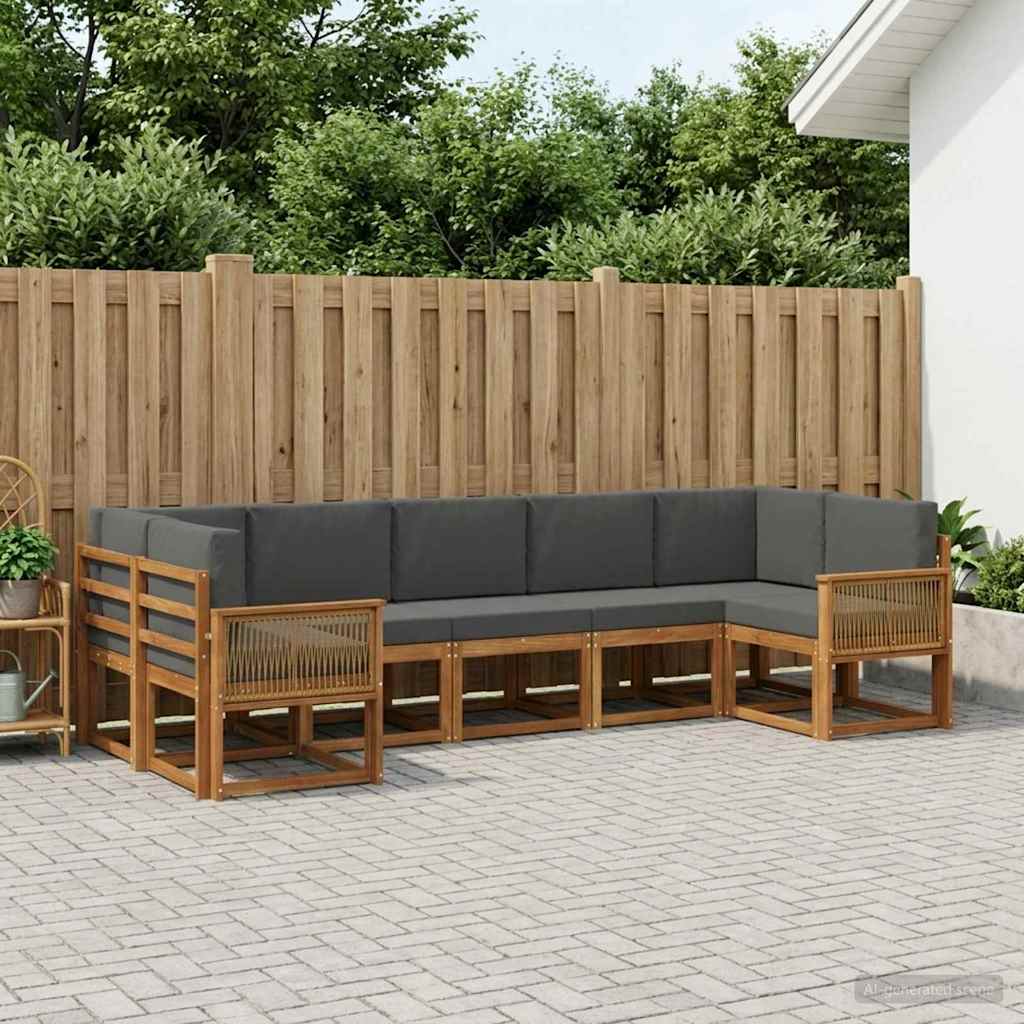 vidaXL Σειρά Καναπέ Εξωτερικού με μαξιλάρι 7 pcs Φυσικό και Ανθρακί