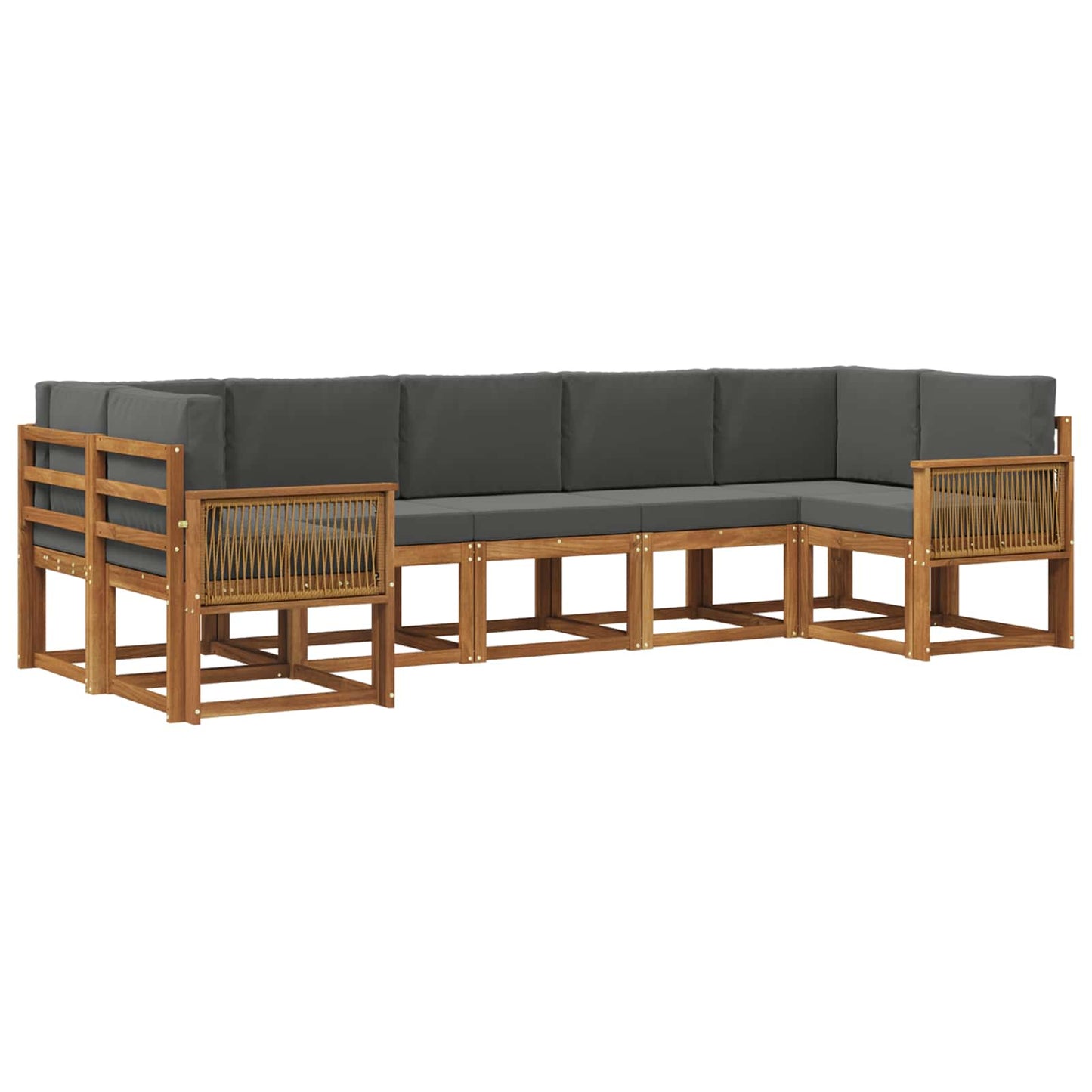 vidaXL Σειρά Καναπέ Εξωτερικού με μαξιλάρι 7 pcs Φυσικό και Ανθρακί