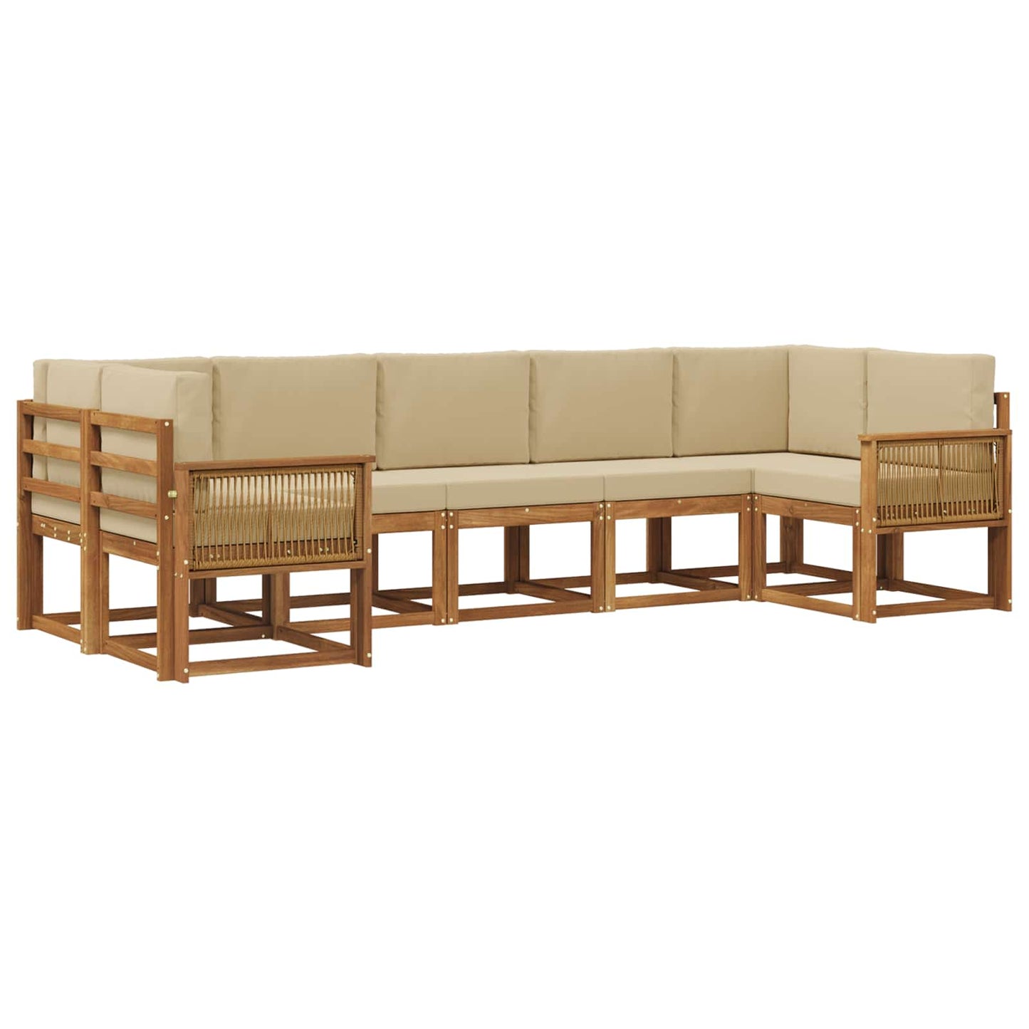 vidaXL Σειρά Καναπέ Εξωτερικού με μαξιλάρι 7 pcs Φυσικό και Μπεζ