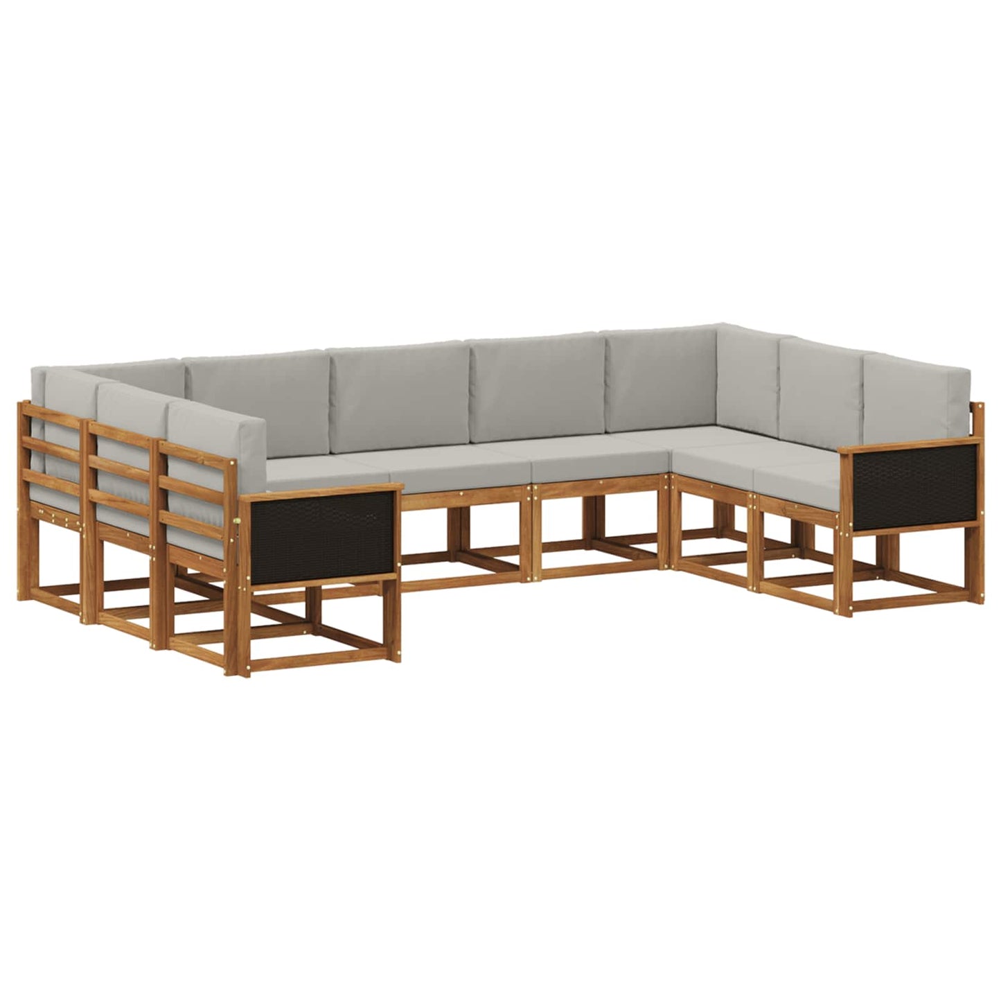 vidaXL Σειρά Καναπέ Εξωτερικού 9 pcs Φυσικό και Ανοιχτό Γκρι