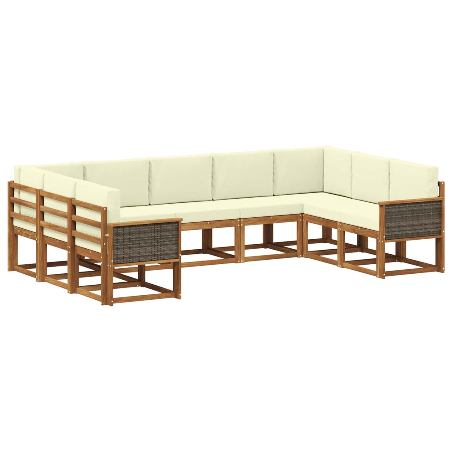 vidaXL Σειρά Καναπέ Εξωτερικού με μαξιλάρι 9 pcs Φυσικό και Κρέμα