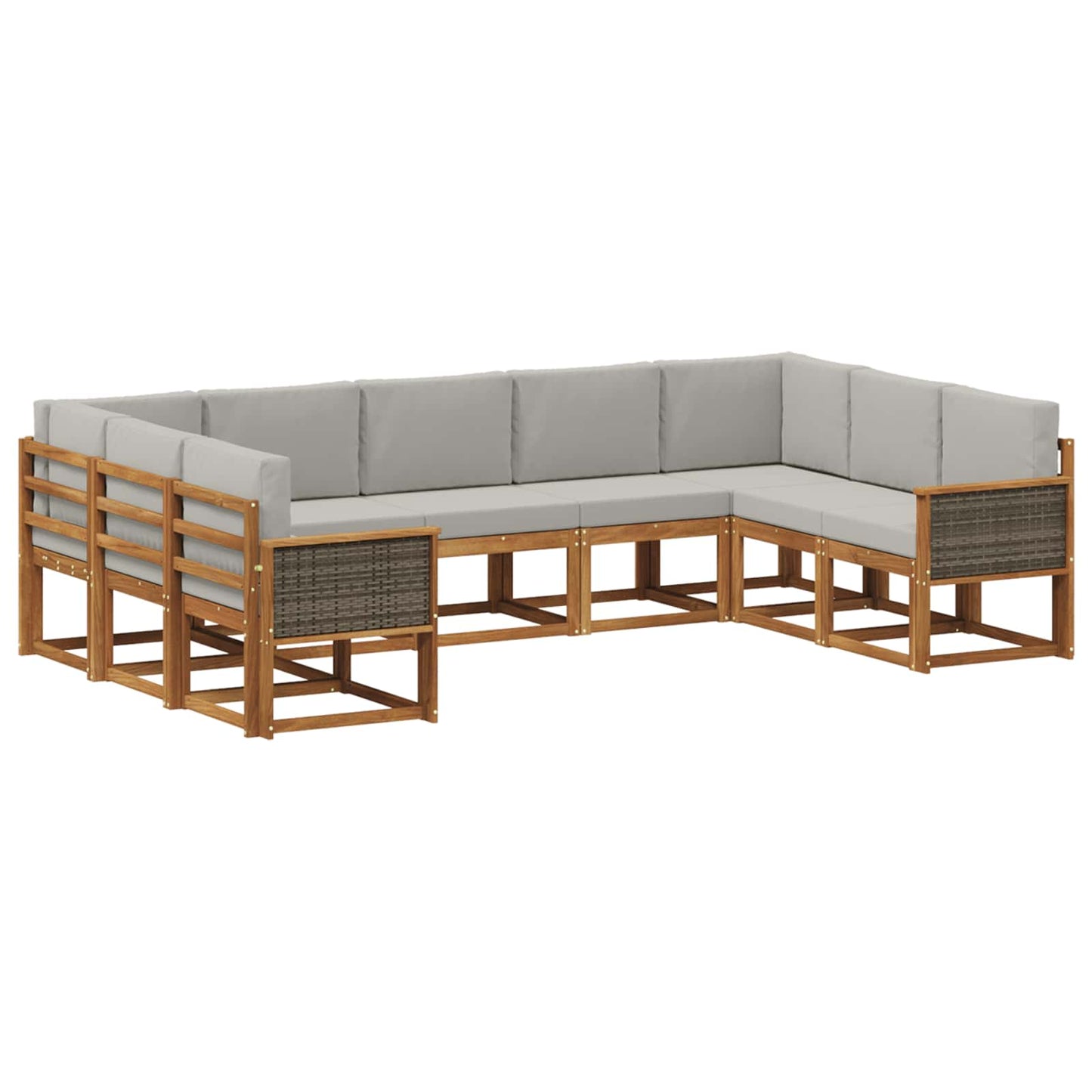 vidaXL Σειρά Καναπέ Εξωτερικού 9 pcs Φυσικό και Ανοιχτό Γκρι