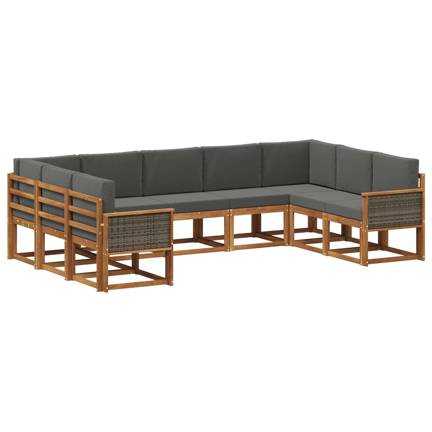 vidaXL Σειρά Καναπέ Εξωτερικού με μαξιλάρι 9 pcs Φυσικό και Ανθρακί