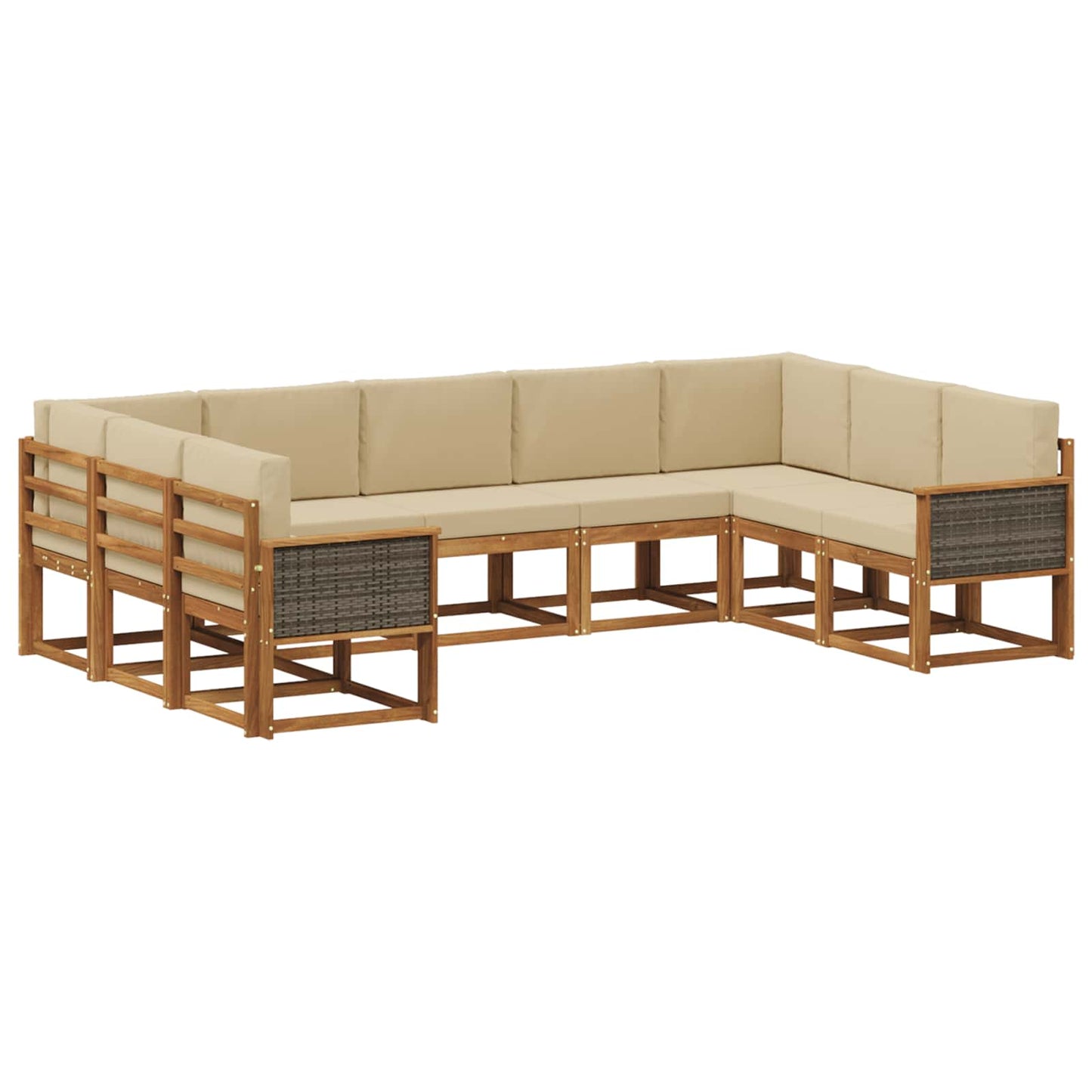 vidaXL Σειρά Καναπέ Εξωτερικού με μαξιλάρι 9 pcs Φυσικό και Μπεζ