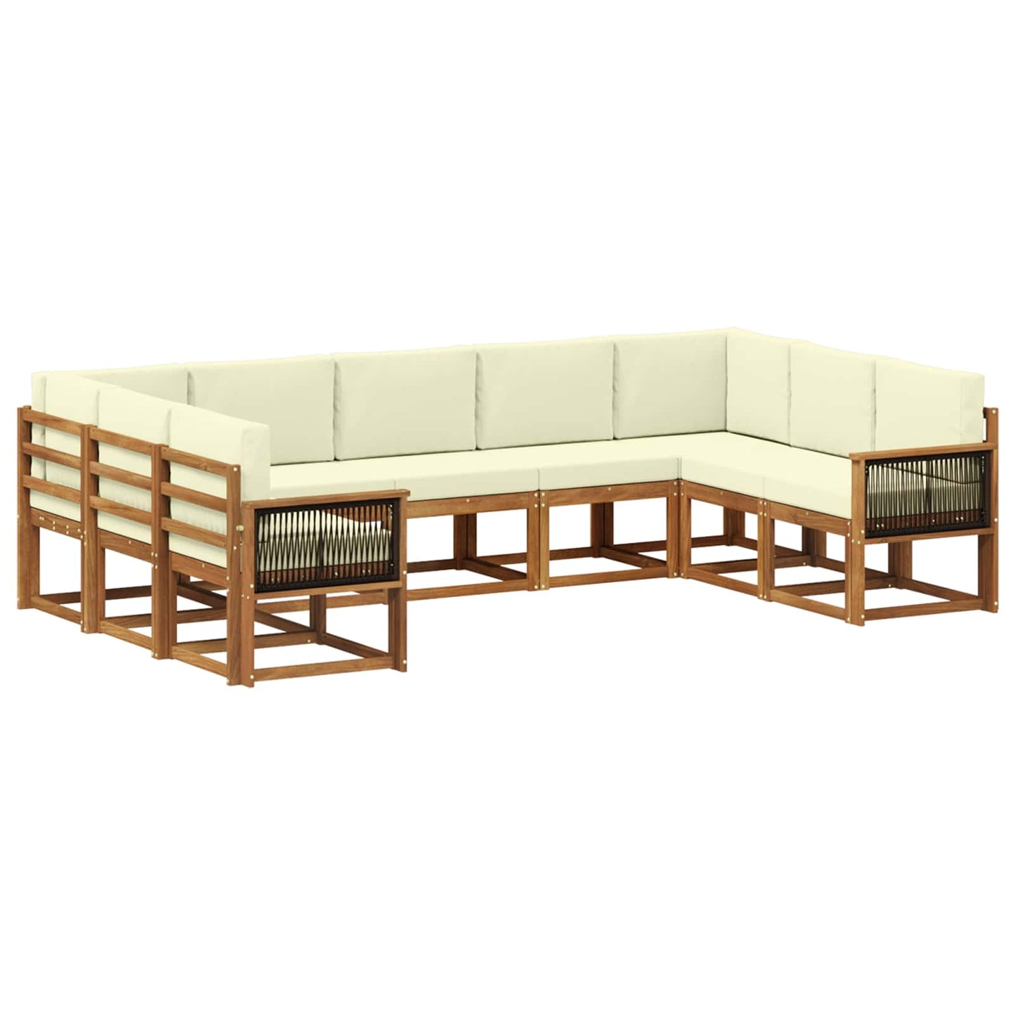 vidaXL Σειρά Καναπέ Εξωτερικού με μαξιλάρι 9 pcs Φυσικό και Κρέμα