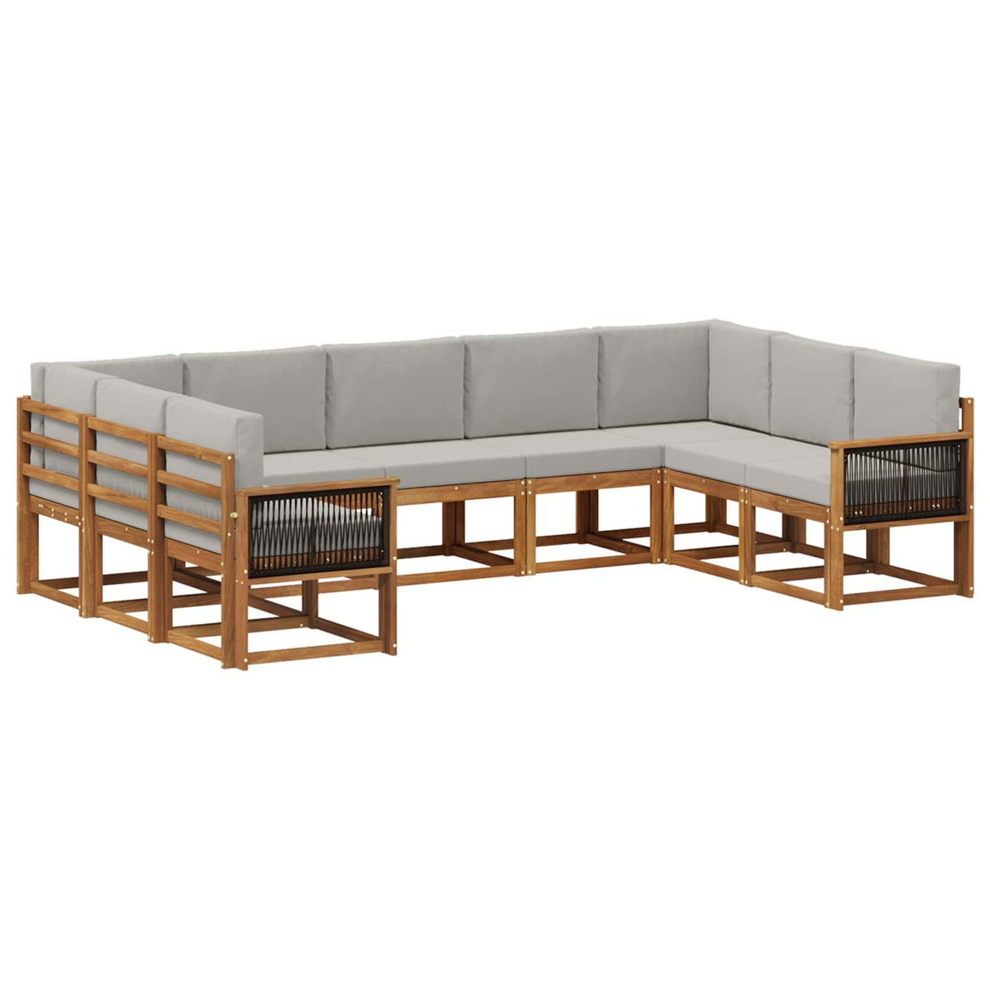 vidaXL Σειρά Καναπέ Εξωτερικού 9 pcs Φυσικό και Ανοιχτό Γκρι