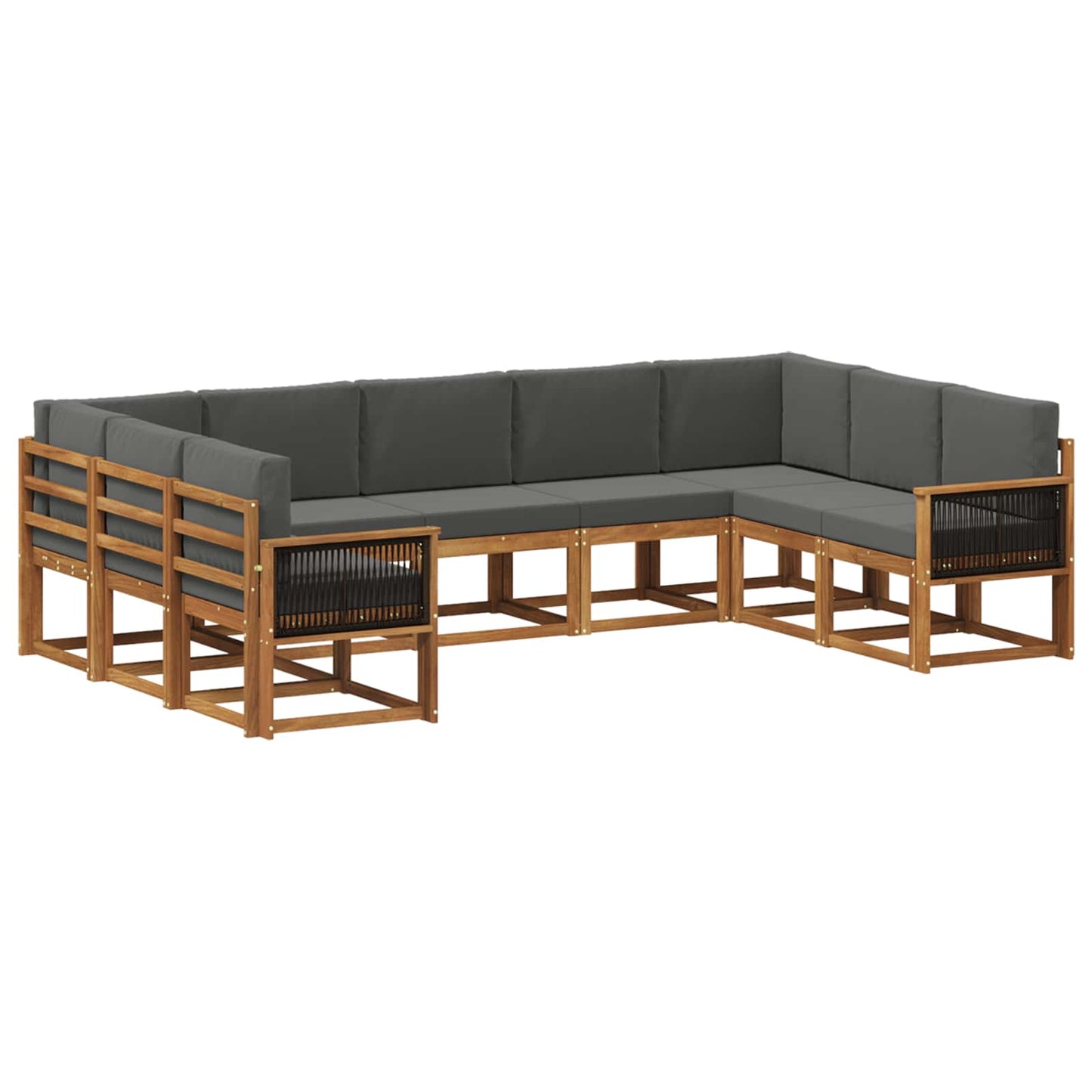 vidaXL Σειρά Καναπέ Εξωτερικού με μαξιλάρι 9 pcs Φυσικό και Ανθρακί