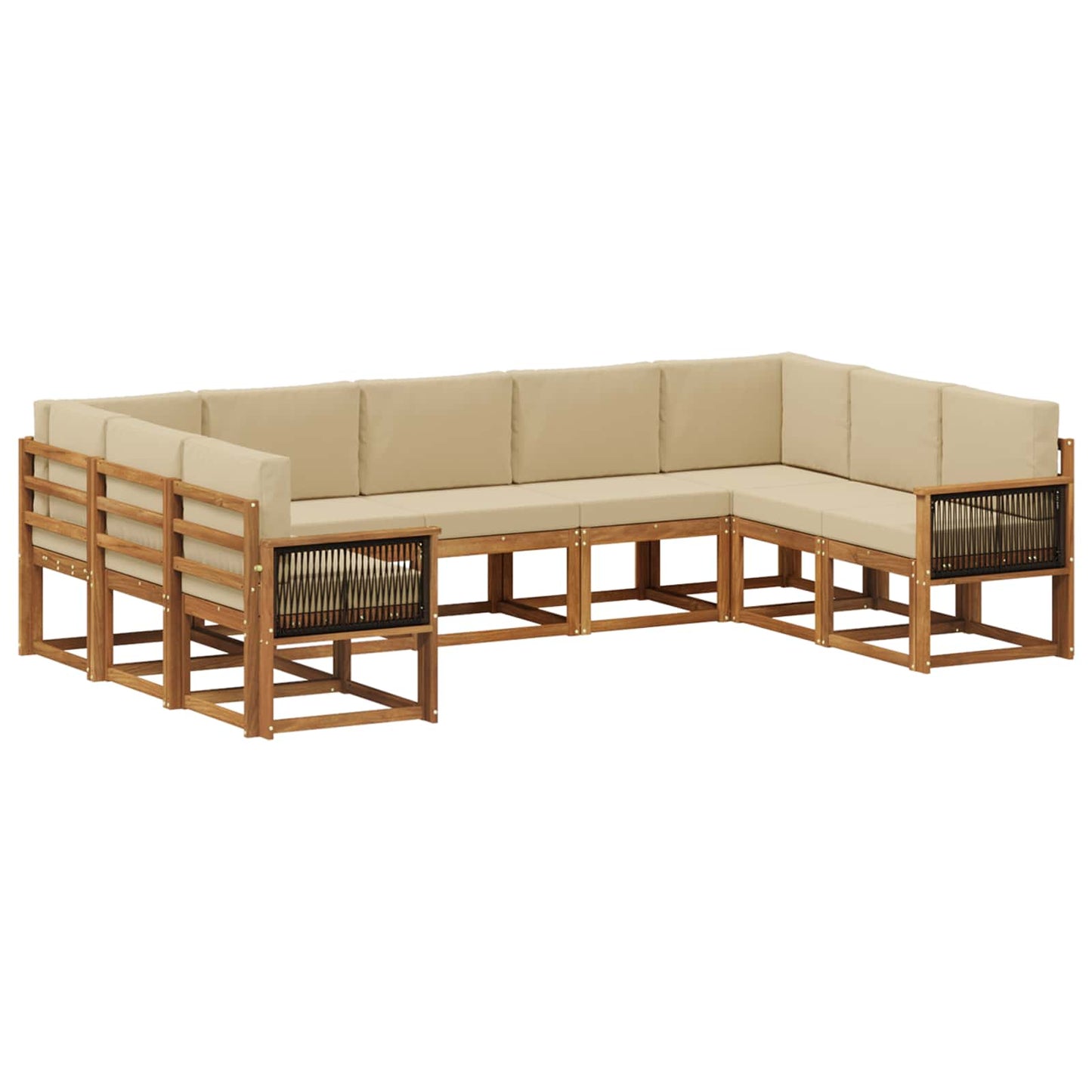 vidaXL Σειρά Καναπέ Εξωτερικού με μαξιλάρι 9 pcs Φυσικό και Μπεζ