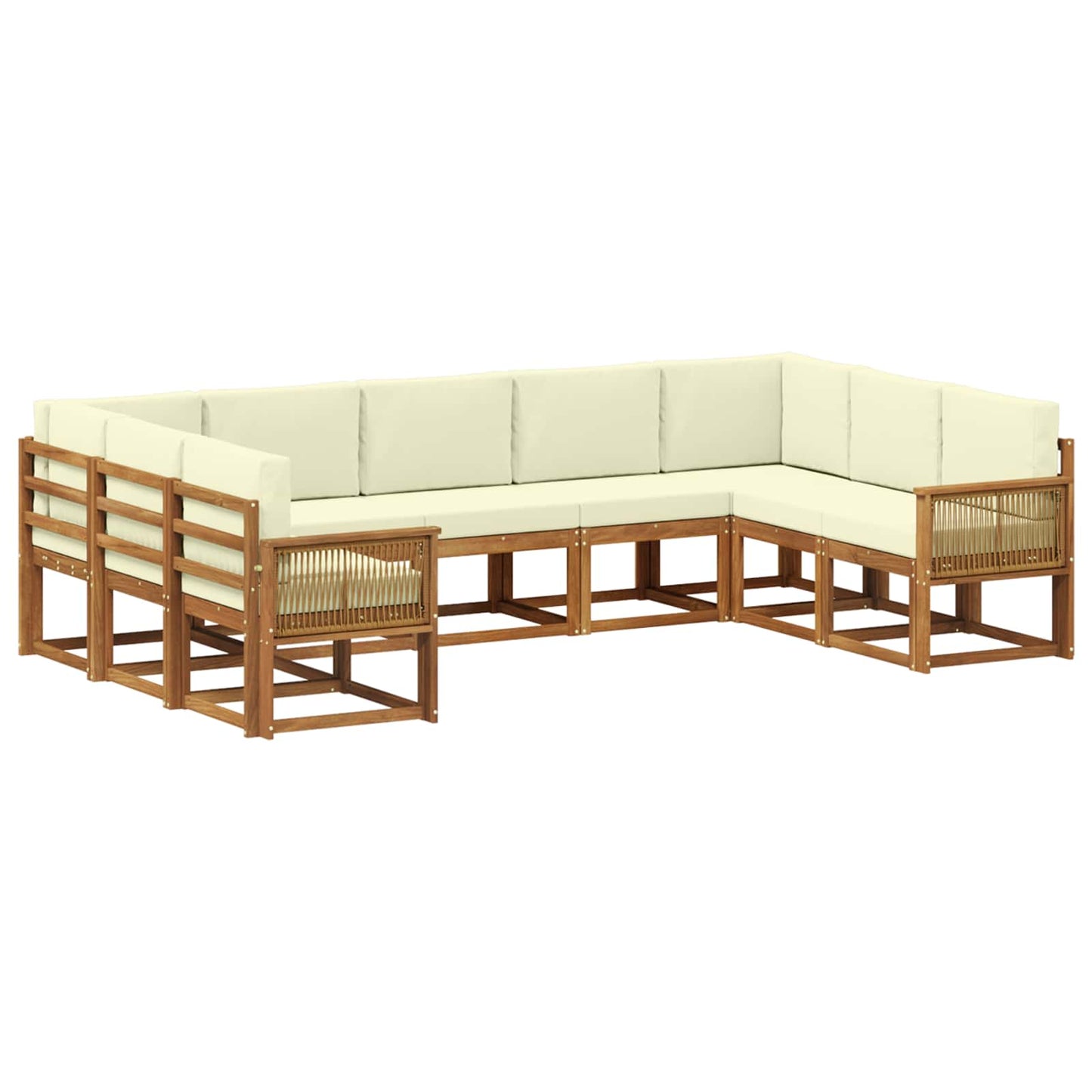 vidaXL Σειρά Καναπέ Εξωτερικού με μαξιλάρι 9 pcs Φυσικό και Κρέμα