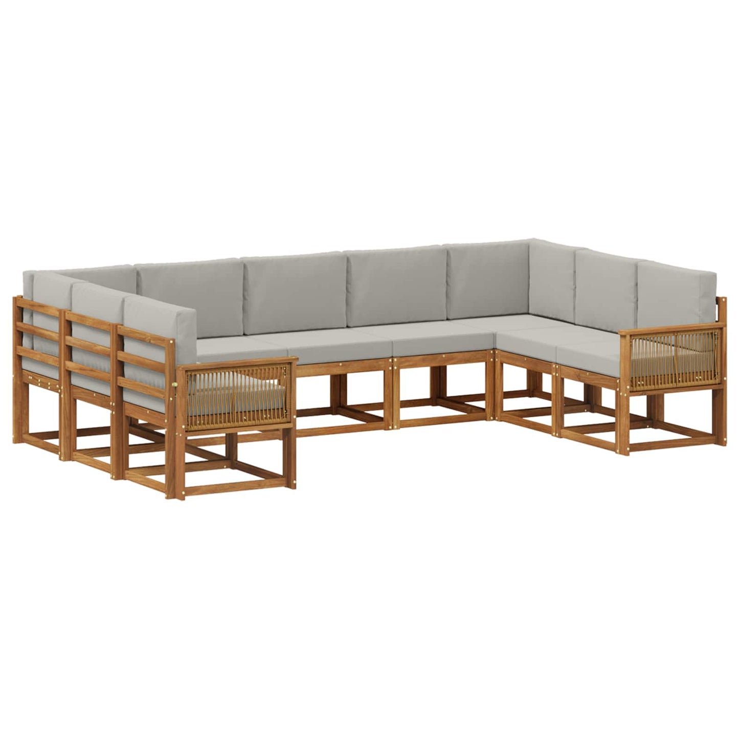 vidaXL Σειρά Καναπέ Εξωτερικού 9 pcs Φυσικό και Ανοιχτό Γκρι