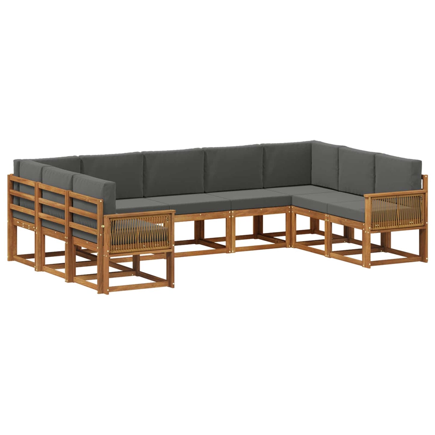 vidaXL Σειρά Καναπέ Εξωτερικού με μαξιλάρι 9 pcs Φυσικό και Ανθρακί