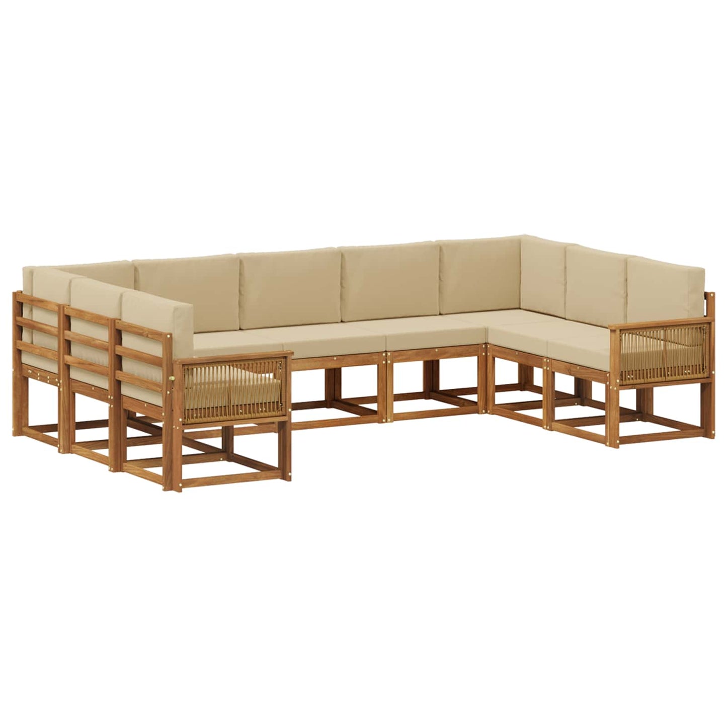 vidaXL Σειρά Καναπέ Εξωτερικού με μαξιλάρι 9 pcs Φυσικό και Μπεζ