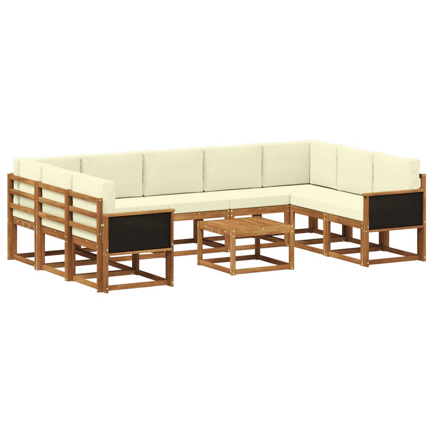 vidaXL Σειρά Καναπέ Εξωτερικού με μαξιλάρι 10 pcs Φυσικό και Κρέμα