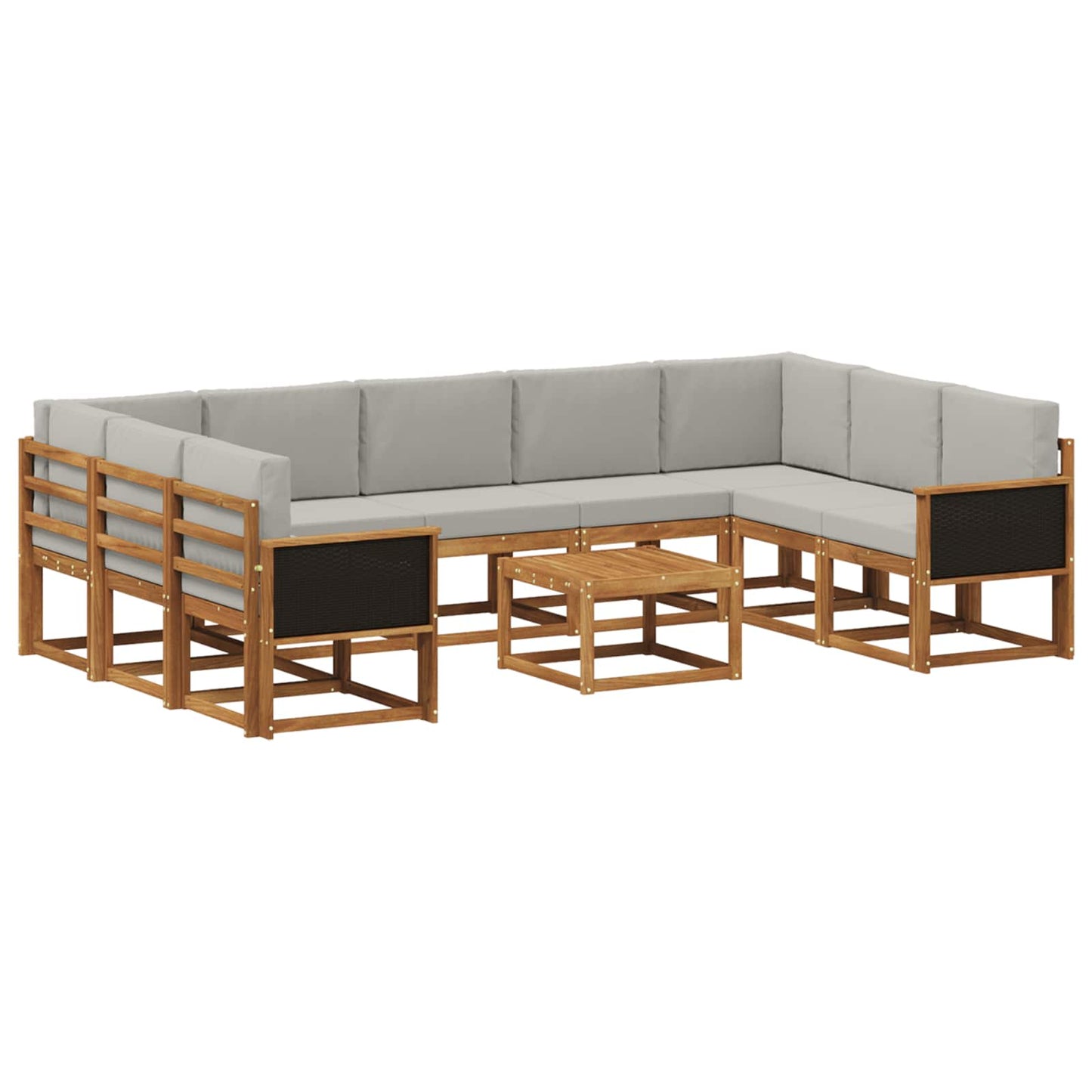 vidaXL Σειρά Καναπέ Εξωτερικού 10 pcs Φυσικό και Ανοιχτό Γκρι