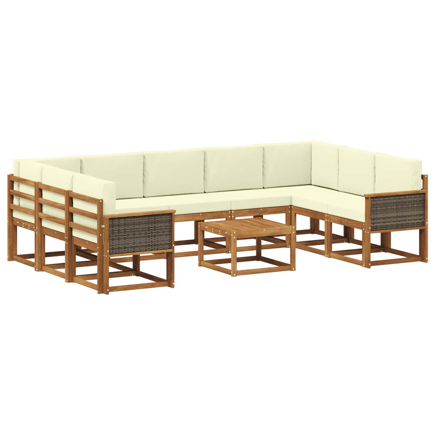 vidaXL Σειρά Καναπέ Εξωτερικού με μαξιλάρι 10 pcs Φυσικό και Κρέμα