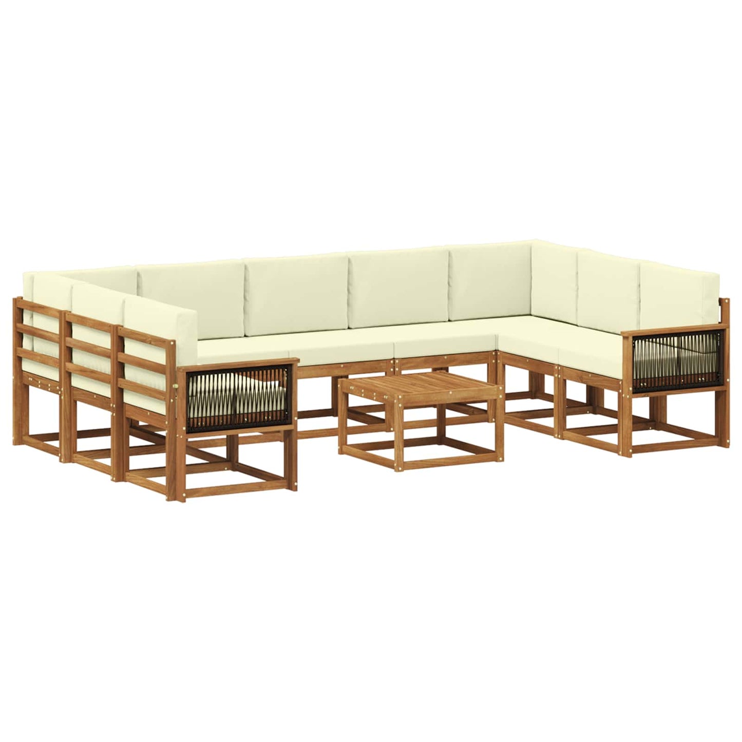 vidaXL Σειρά Καναπέ Εξωτερικού με μαξιλάρι 10 pcs Φυσικό και Κρέμα