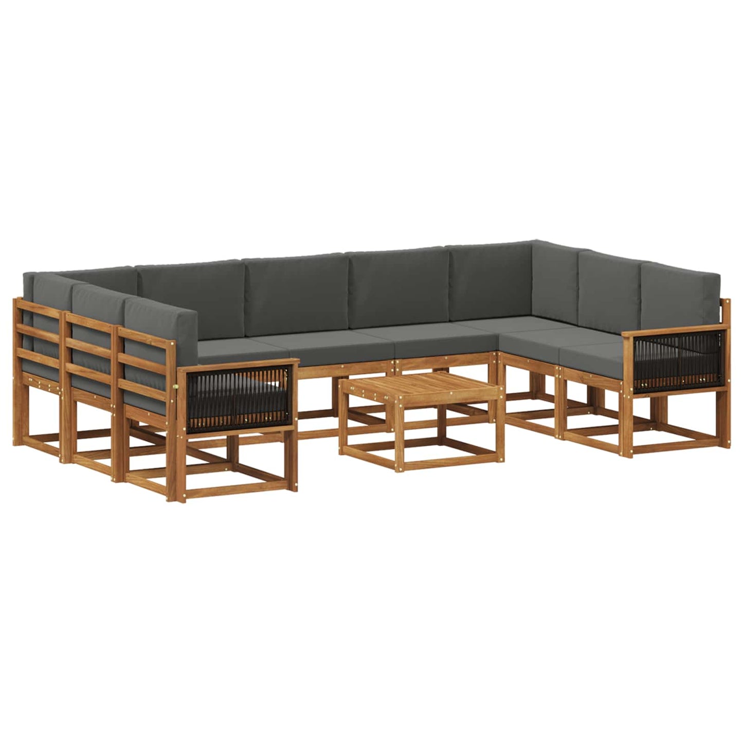 vidaXL Σειρά Καναπέ Εξωτερικού με μαξιλάρι 10 pcs Φυσικό και Ανθρακί