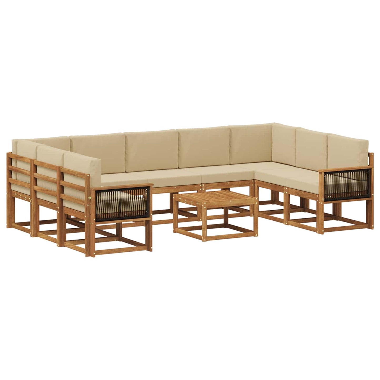 vidaXL Σειρά Καναπέ Εξωτερικού με μαξιλάρι 10 pcs Φυσικό και Μπεζ