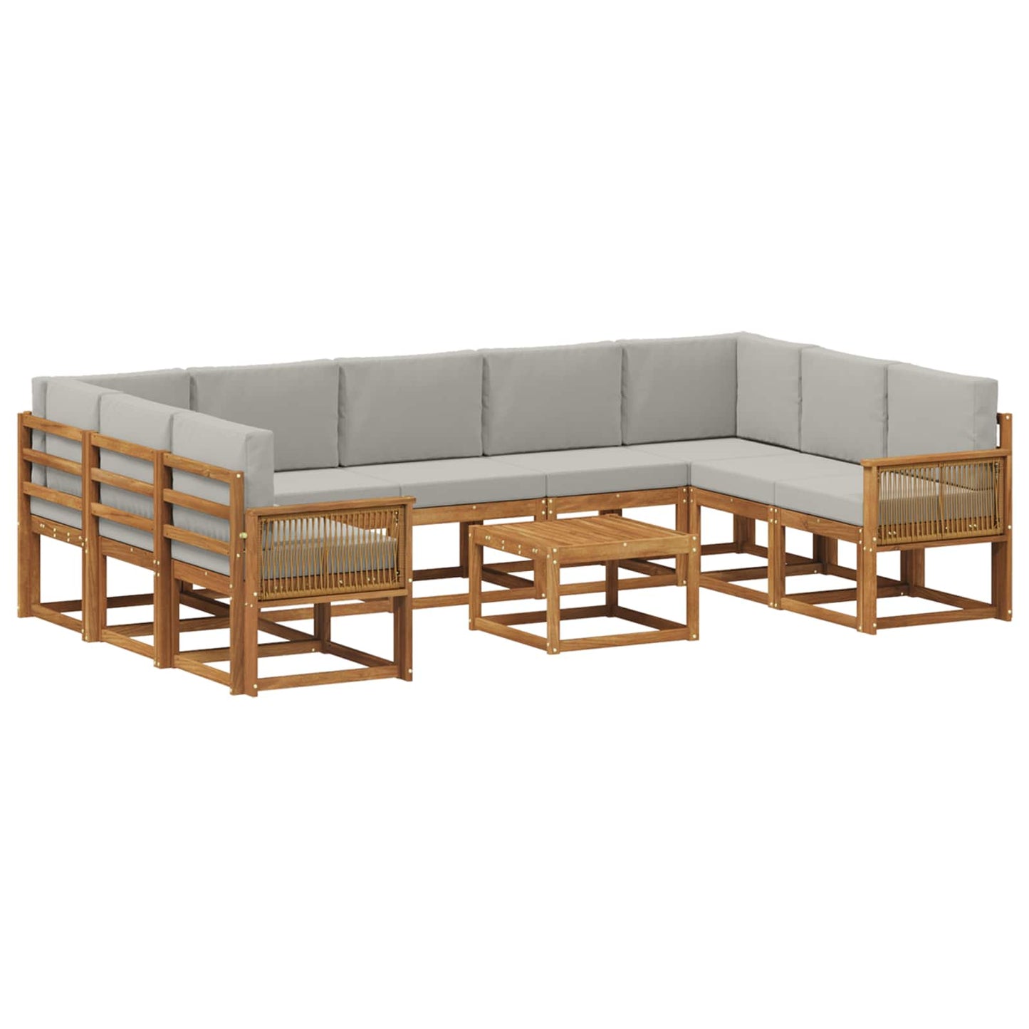 vidaXL Σειρά Καναπέ Εξωτερικού 10 pcs Φυσικό και Ανοιχτό Γκρι
