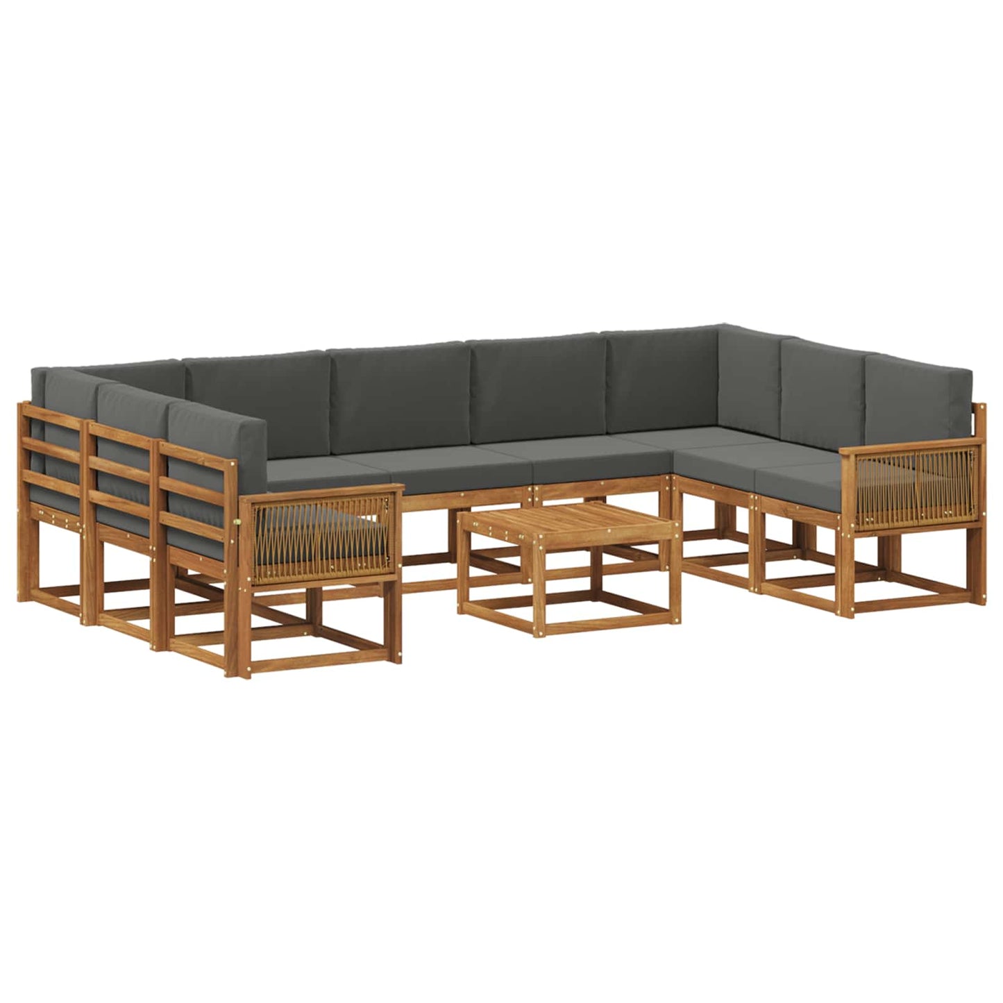 vidaXL Σειρά Καναπέ Εξωτερικού με μαξιλάρι 10 pcs Φυσικό και Ανθρακί