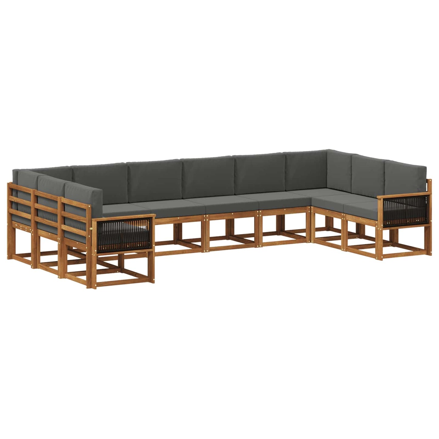 vidaXL Σειρά Καναπέ Εξωτερικού με μαξιλάρι 10 pcs Φυσικό και Ανθρακί