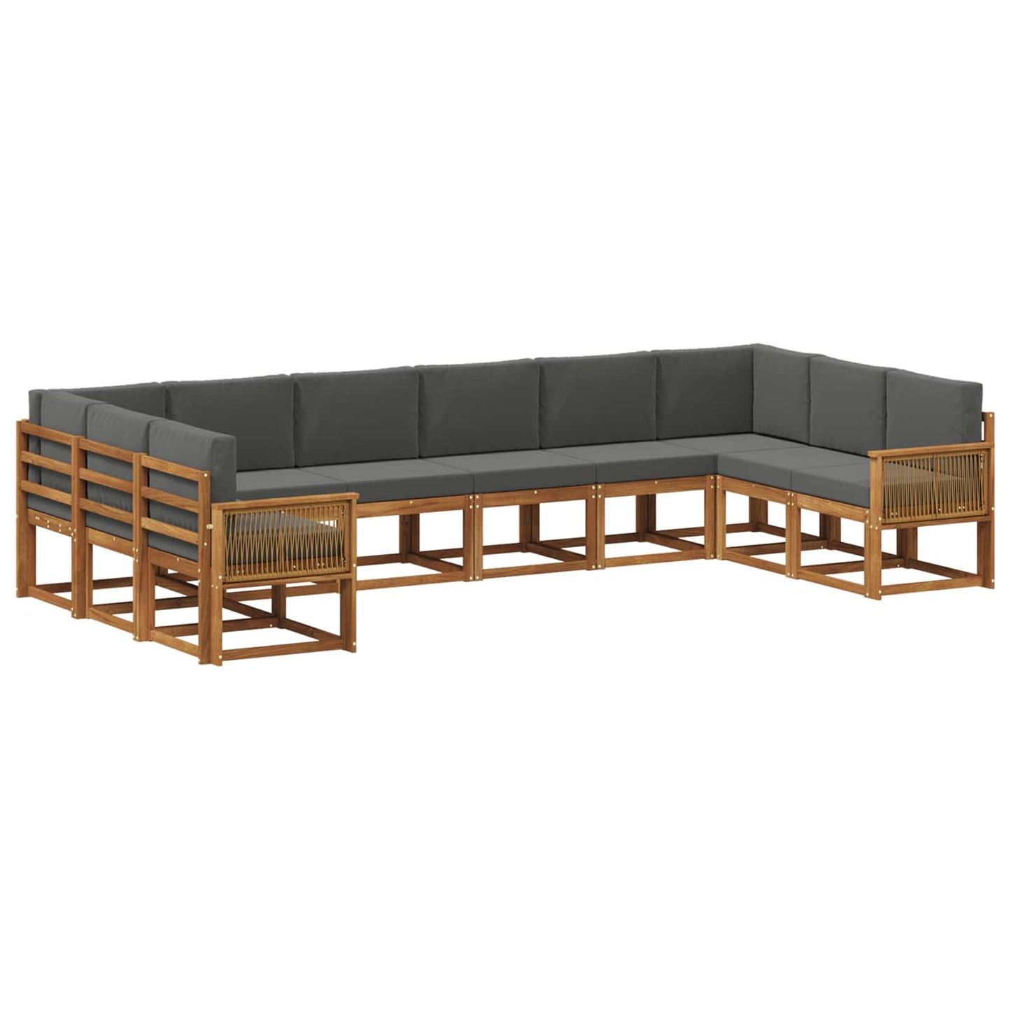 vidaXL Σειρά Καναπέ Εξωτερικού με μαξιλάρι 10 pcs Φυσικό και Ανθρακί