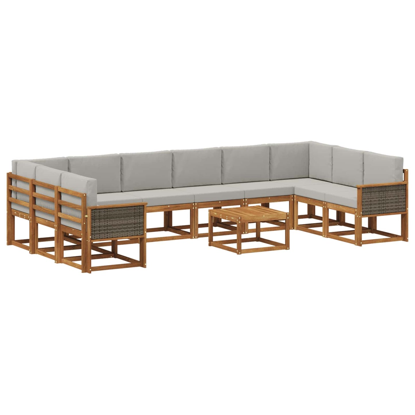 vidaXL Σειρά Καναπέ Εξωτερικού 11 pcs Φυσικό και Ανοιχτό Γκρι