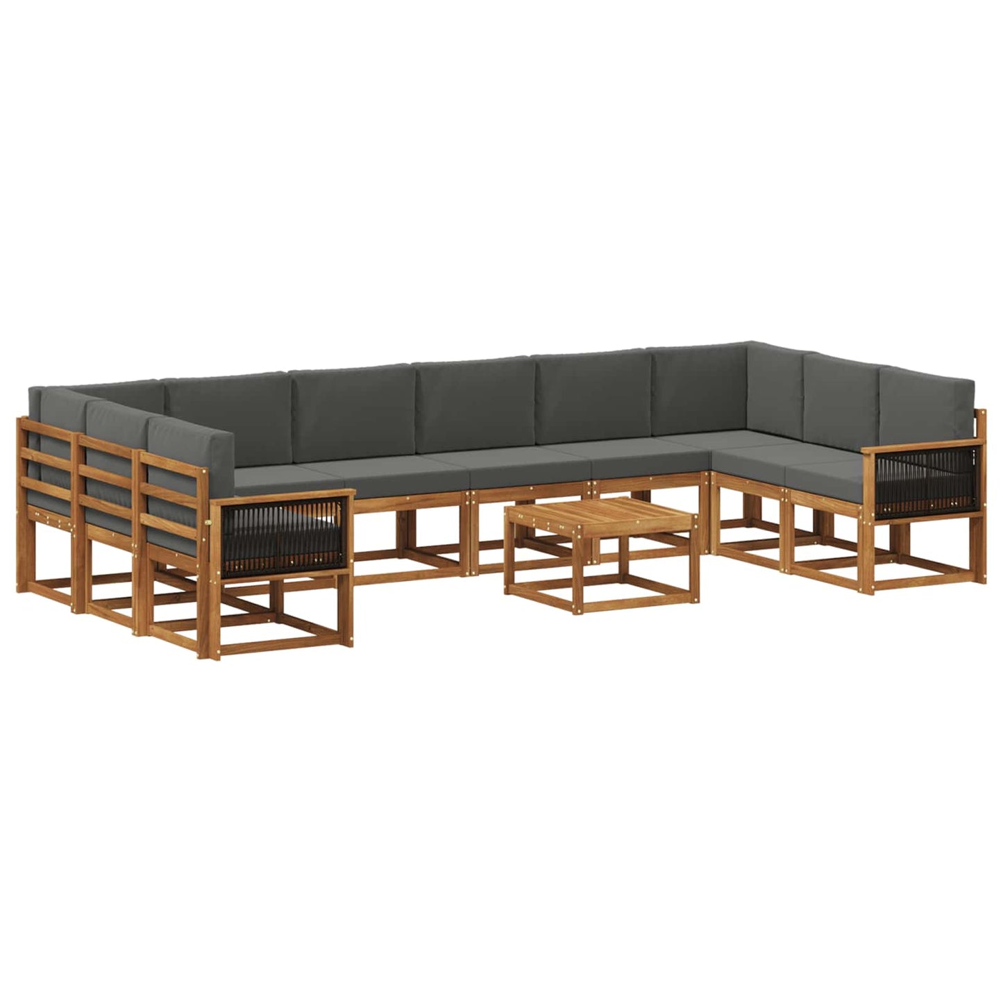 vidaXL Σειρά Καναπέ Εξωτερικού με μαξιλάρι 11 pcs Φυσικό και Ανθρακί
