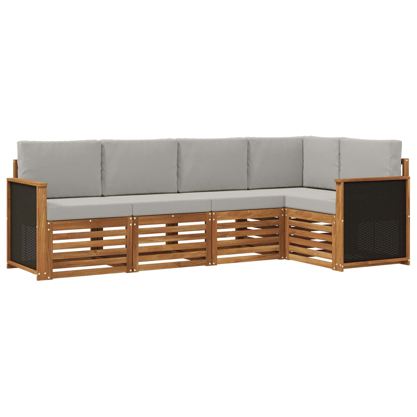 vidaXL Σαλονάκι Γωνιακού Καναπέ 4 pcs Φυσικό και Ανοιχτό Γκρι