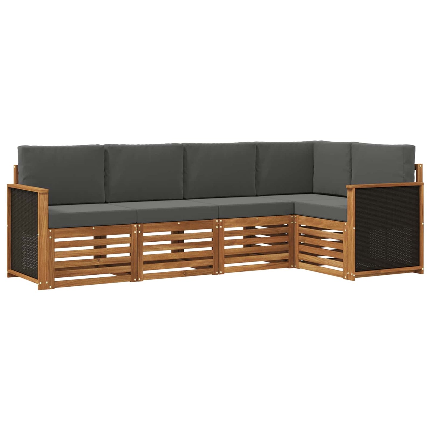 vidaXL Σαλονάκι Γωνιακού Καναπέ με μαξιλάρι 4 pcs Φυσικό και Ανθρακί