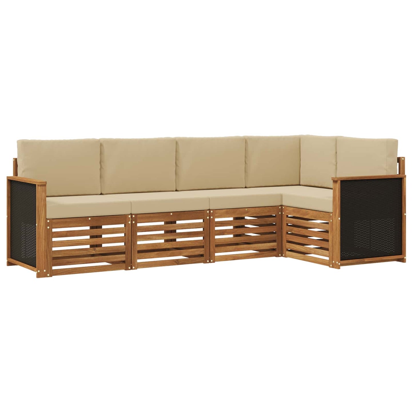 vidaXL Σαλονάκι Γωνιακού Καναπέ με μαξιλάρι 4 pcs Φυσικό