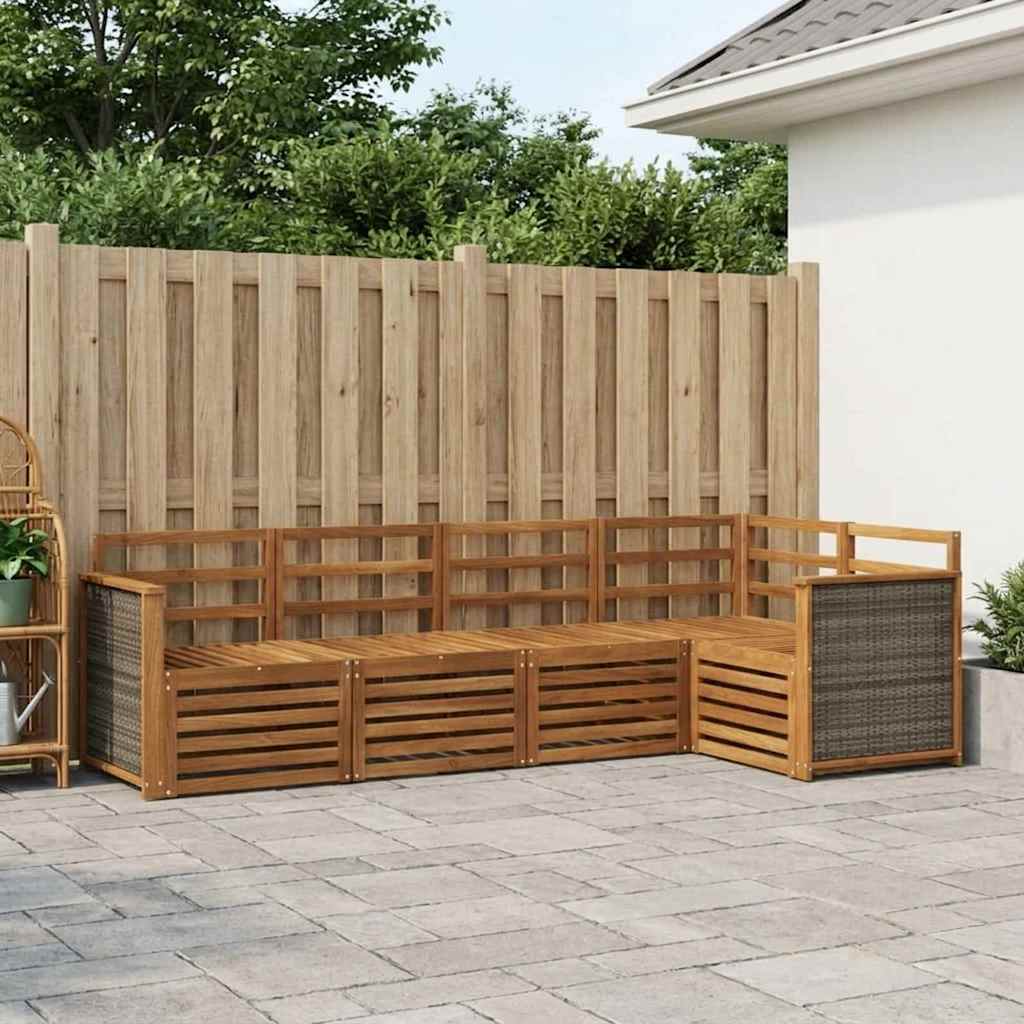 vidaXL Σαλονάκι Γωνιακού Καναπέ 4 pcs Φυσικό Στερεό Ξύλο Ακακίας