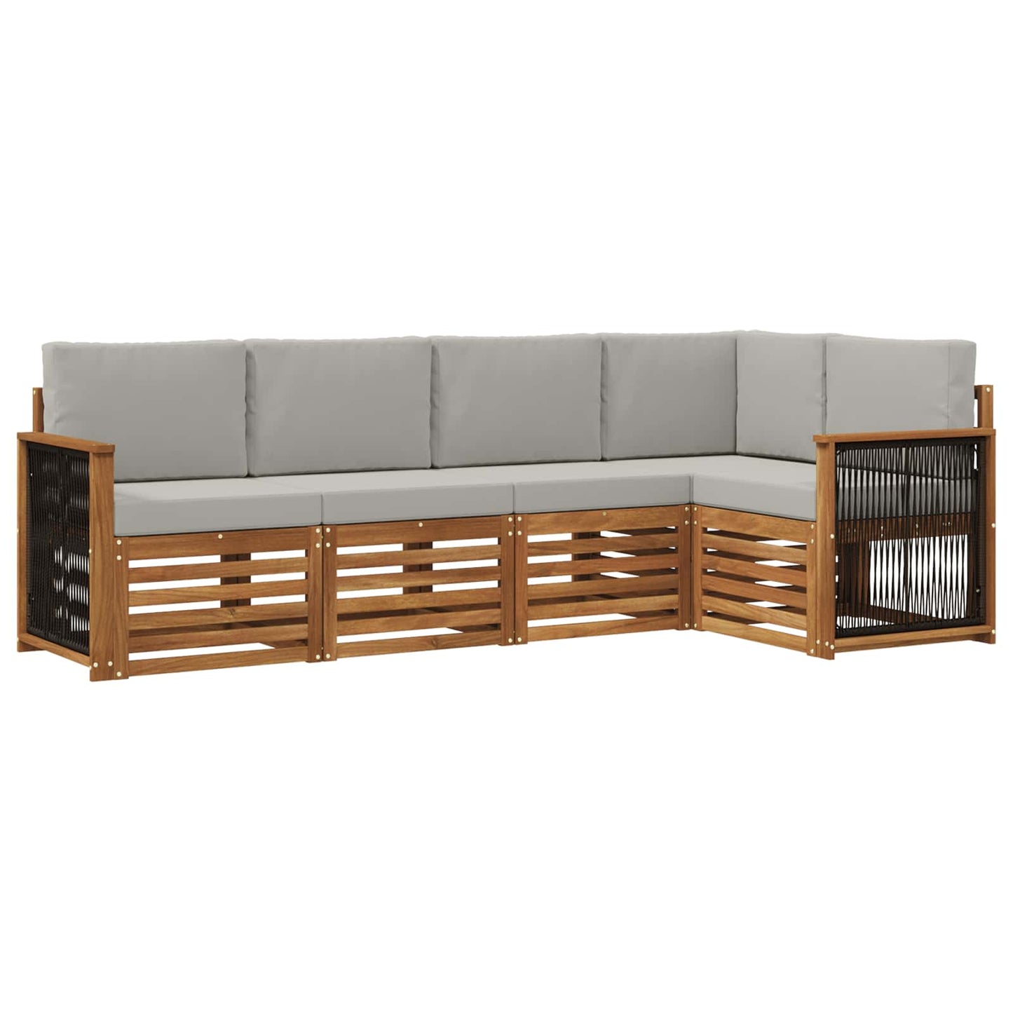 vidaXL Σαλονάκι Γωνιακού Καναπέ 4 pcs Φυσικό και Ανοιχτό Γκρι