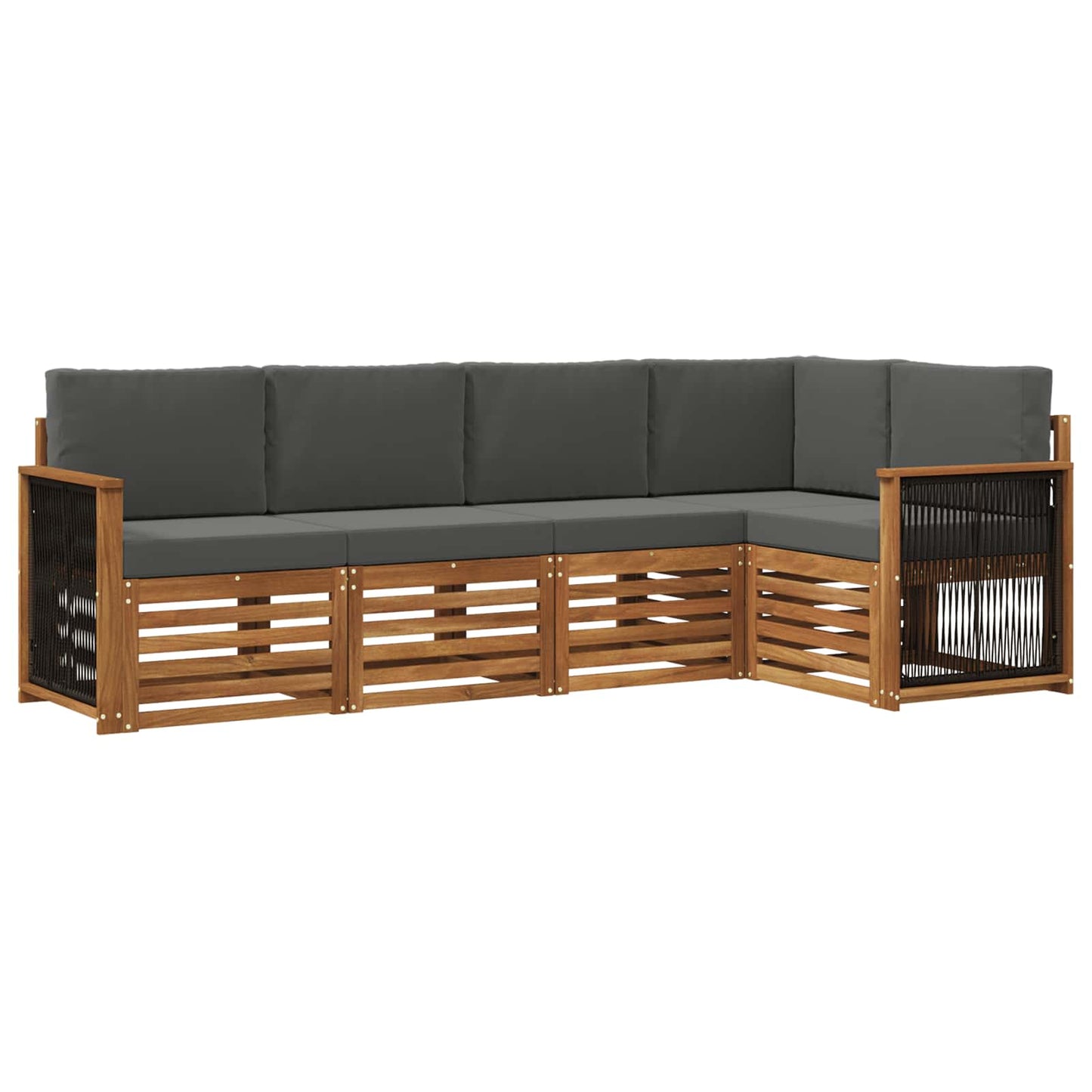 vidaXL Σαλονάκι Γωνιακού Καναπέ με μαξιλάρι 4 pcs Φυσικό και Ανθρακί