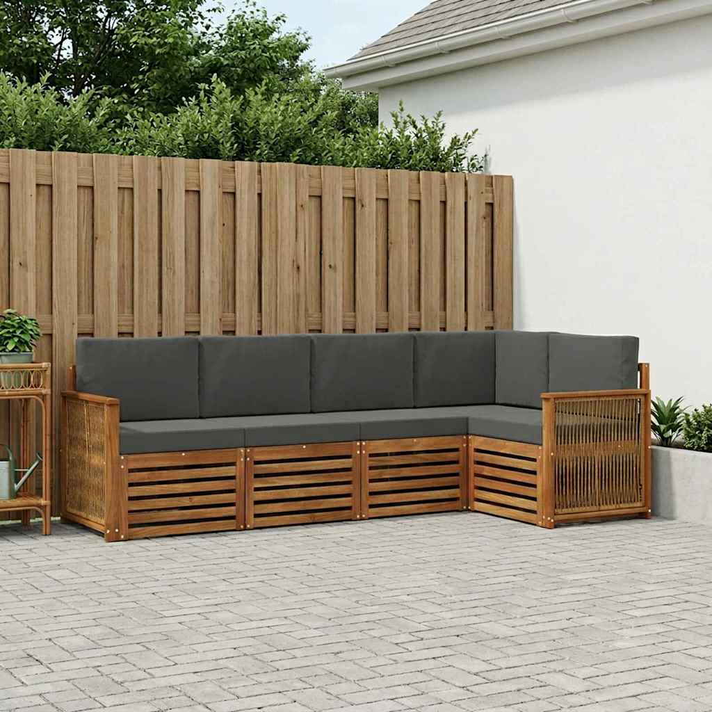 vidaXL Σαλονάκι Γωνιακού Καναπέ με μαξιλάρι 4 pcs Φυσικό και Ανθρακί