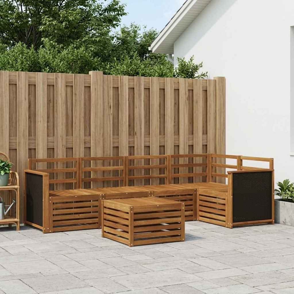 vidaXL Σαλονάκι Γωνιακού Καναπέ 5 pcs Φυσικό Στερεό Ξύλο Ακακίας