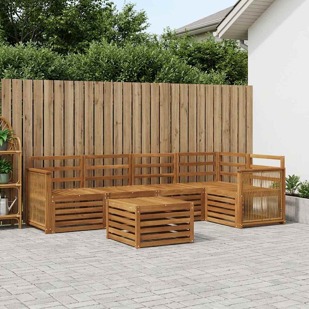 vidaXL Σαλονάκι Γωνιακού Καναπέ 5 pcs Φυσικό Στερεό Ξύλο Ακακίας