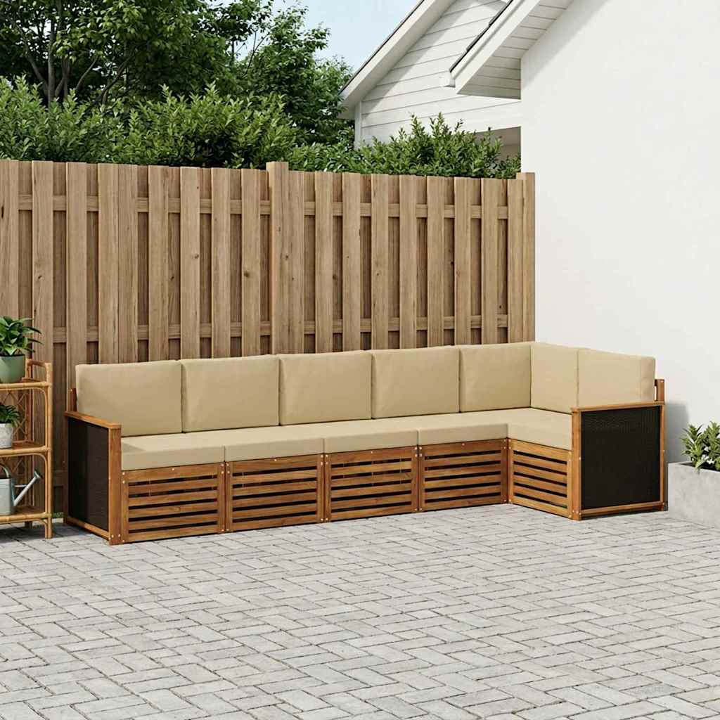 vidaXL Σαλονάκι Γωνιακού Καναπέ με μαξιλάρι 5 pcs Φυσικό