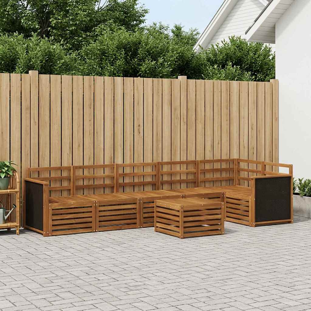 vidaXL Σαλονάκι Γωνιακού Καναπέ 6 pcs Φυσικό Στερεό Ξύλο Ακακίας