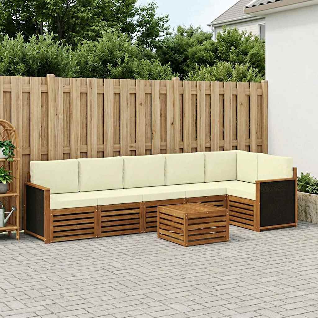 vidaXL Σαλονάκι Γωνιακού Καναπέ με μαξιλάρι 6 pcs Φυσικό και Κρέμα