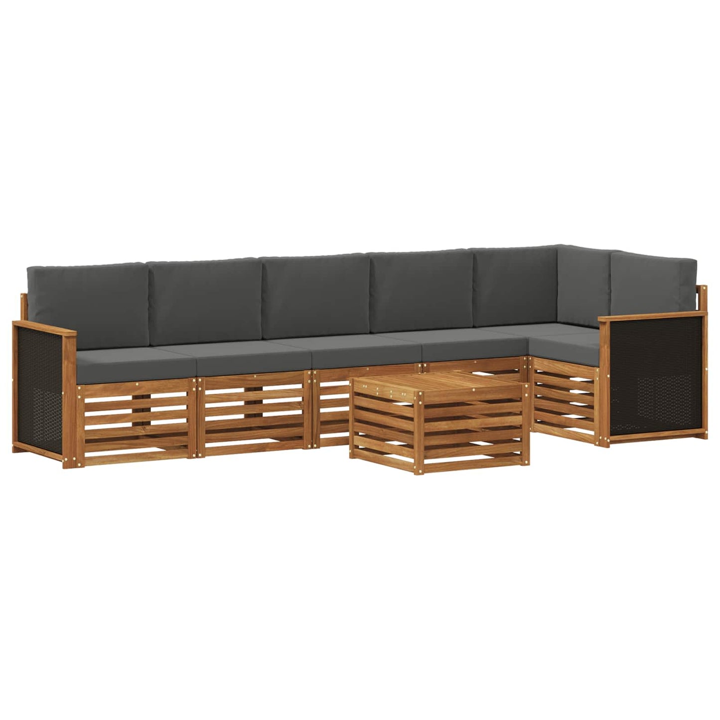 vidaXL Σαλονάκι Γωνιακού Καναπέ με μαξιλάρι 6 pcs Φυσικό και Ανθρακί