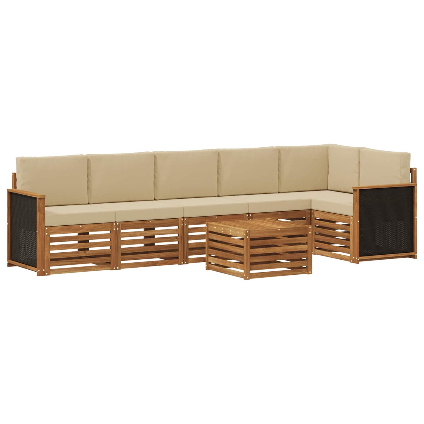 vidaXL Σαλονάκι Γωνιακού Καναπέ με μαξιλάρι 6 pcs Φυσικό