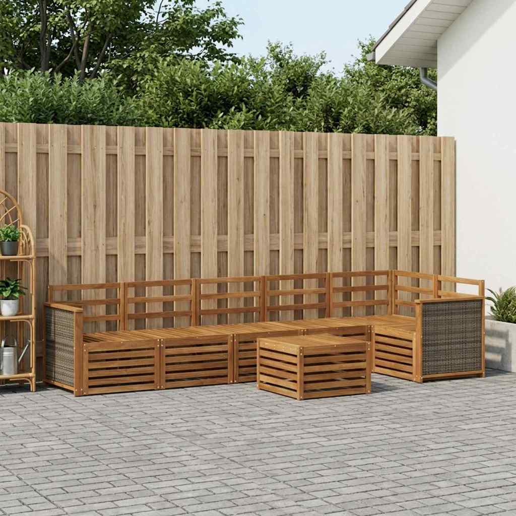 vidaXL Σαλονάκι Γωνιακού Καναπέ 6 pcs Φυσικό Στερεό Ξύλο Ακακίας