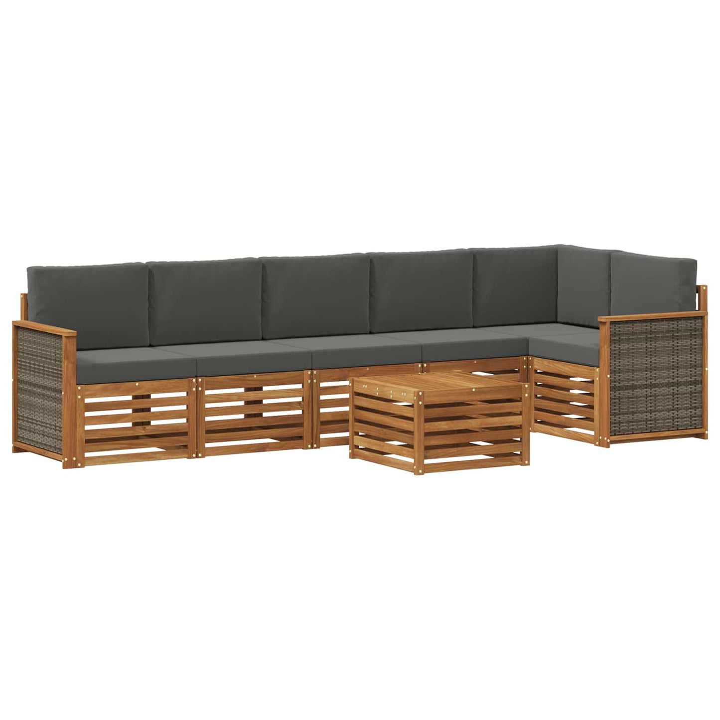 vidaXL Σαλονάκι Γωνιακού Καναπέ με μαξιλάρι 6 pcs Φυσικό και Ανθρακί